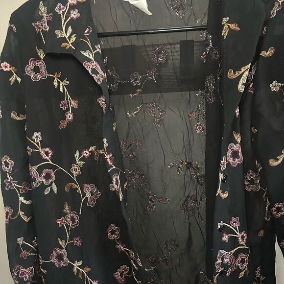 Vintage New York City Design Co Sheer Floral Top Small Fairycore Whimsigoth Y2K - Picture 2 of 6